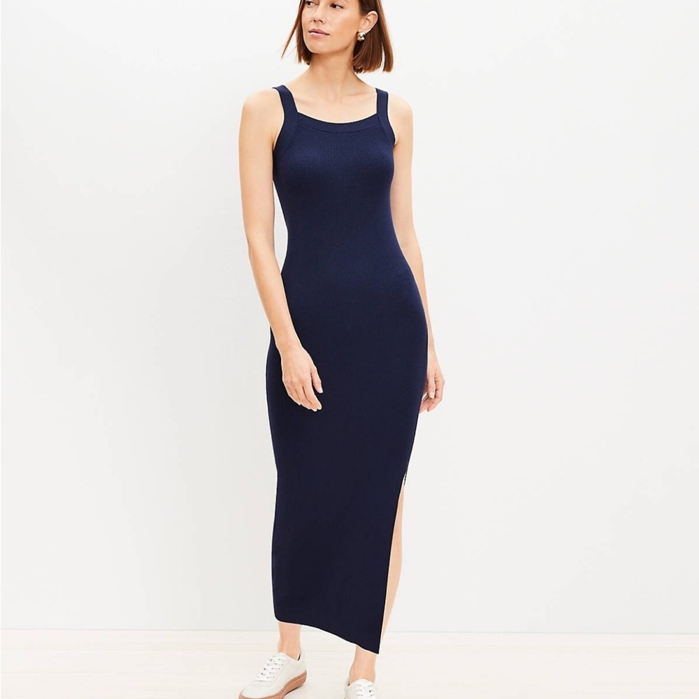 The Loft Square Neck Ribbed Sweater Dress